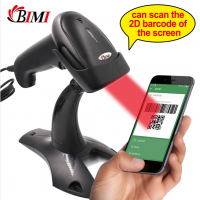 2020 Bimi Most Popular 1D & 2D QR Code Scanner With Stand Barcode Scanner( Handfree) for Restaurant Express Airport Logistics